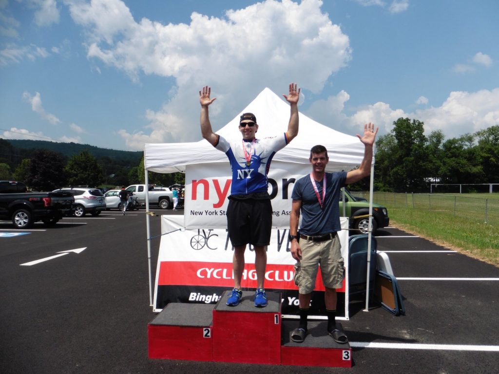 Josh Graves on the top of the podium for the NYS championship CAT 3 time trial.