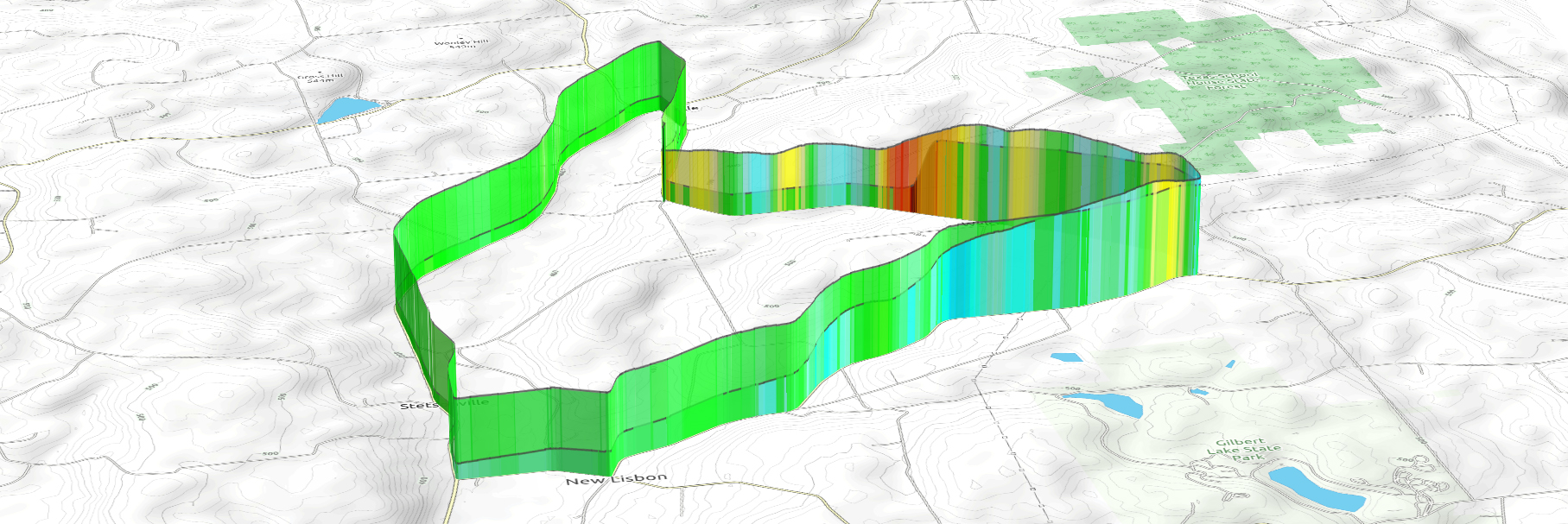 3D course profile for the Check Your Legs road race