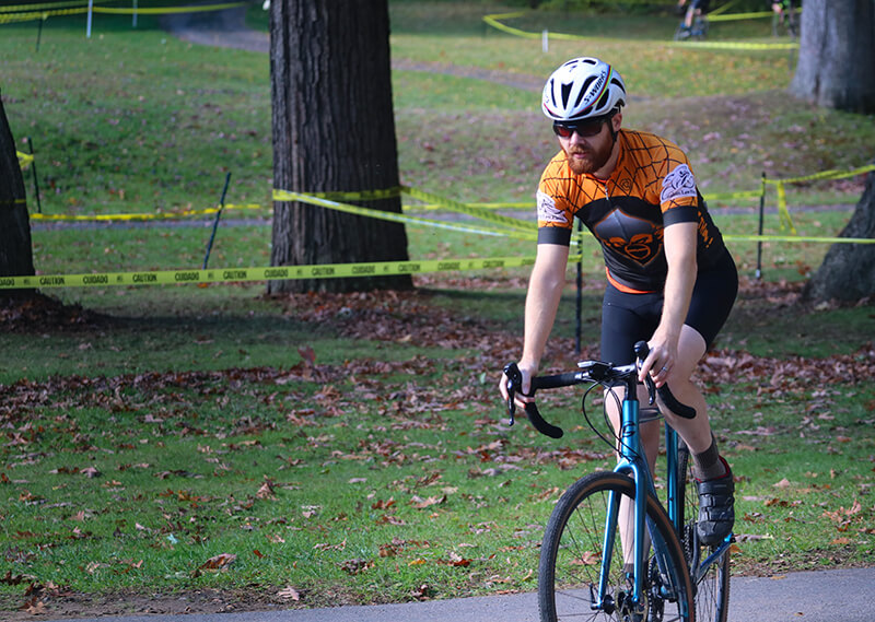 Patrick mcNeil checking the course conditions at Syracuse Cyclocross 2019