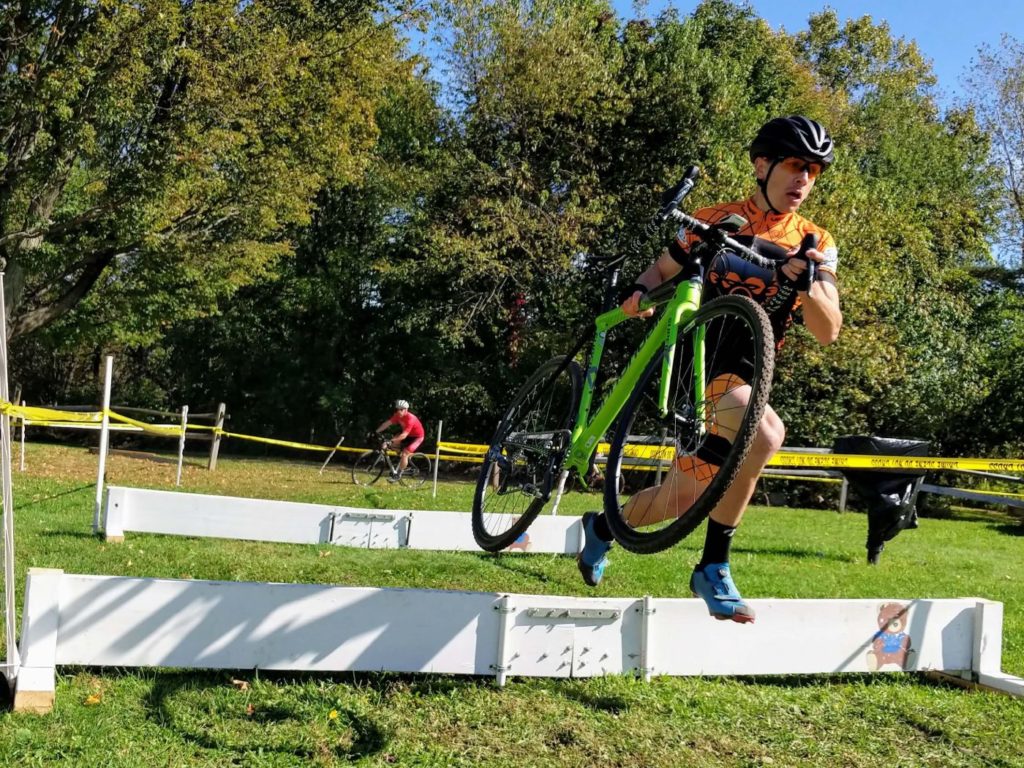 Scott jumping the barriers at Cross Out Child Abuse 2019